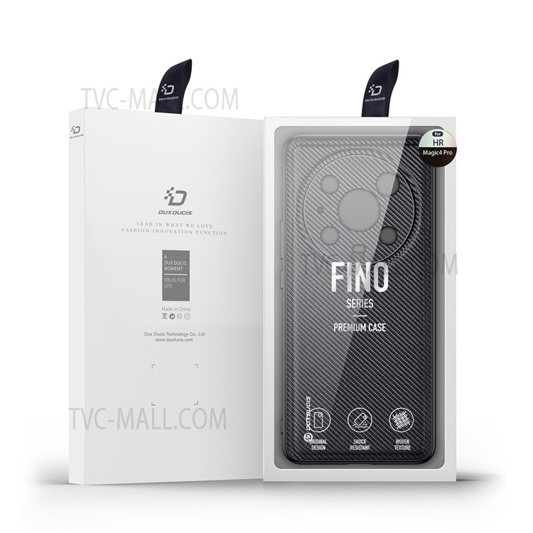DUX DUCIS FINO Series for Honor Magic4 Pro Woven Texture PU Leather+ PC+TPU+PVC Anti-scratch Mobile Phone Case Cover - Black-8