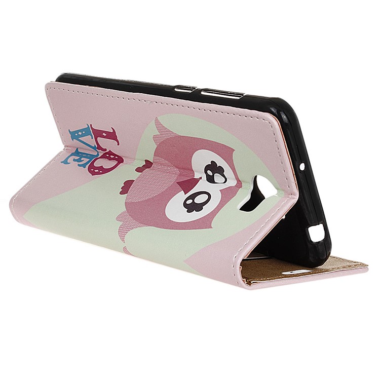 Patterned Flip Leather Wallet Cover for Huawei Y6II Compact - Owl and LOVE-4