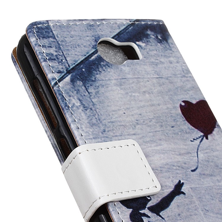 Flip Leather Protector Cover for Huawei Y6II Compact - Cute Girl Flying Heart Shaped Balloon-3