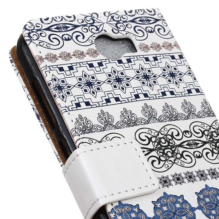 Faux Leather Wallet Stand Cover for Huawei Y6II Compact - Tribal Flowers-3