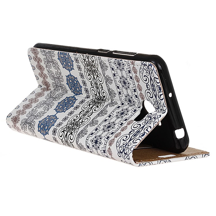 Faux Leather Wallet Stand Cover for Huawei Y6II Compact - Tribal Flowers-4