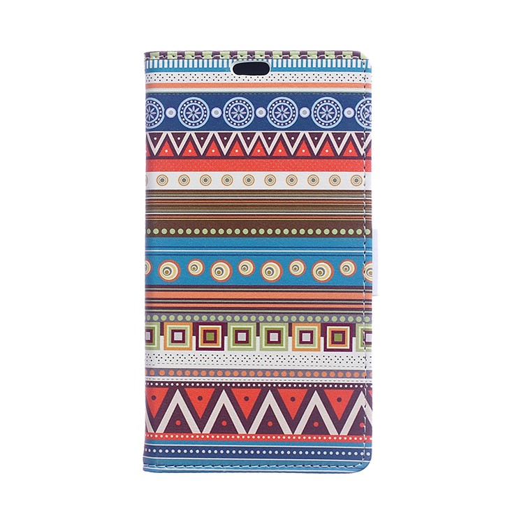 Leather Wallet Case Phone Cover for Huawei Y6II Compact - Tribal Geometric Figure-1