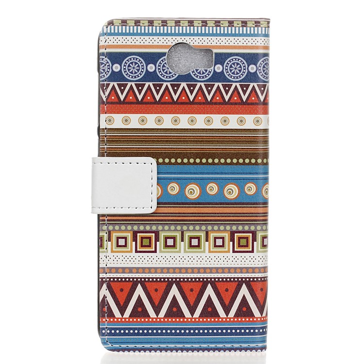 Leather Wallet Case Phone Cover for Huawei Y6II Compact - Tribal Geometric Figure-2