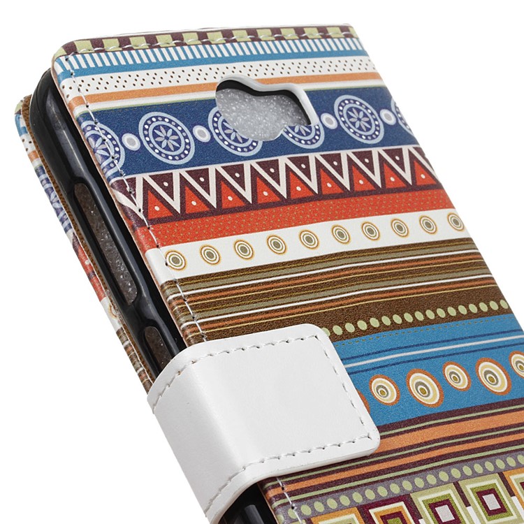 Leather Wallet Case Phone Cover for Huawei Y6II Compact - Tribal Geometric Figure-3
