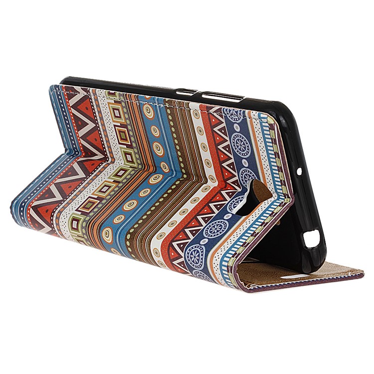 Leather Wallet Case Phone Cover for Huawei Y6II Compact - Tribal Geometric Figure-4