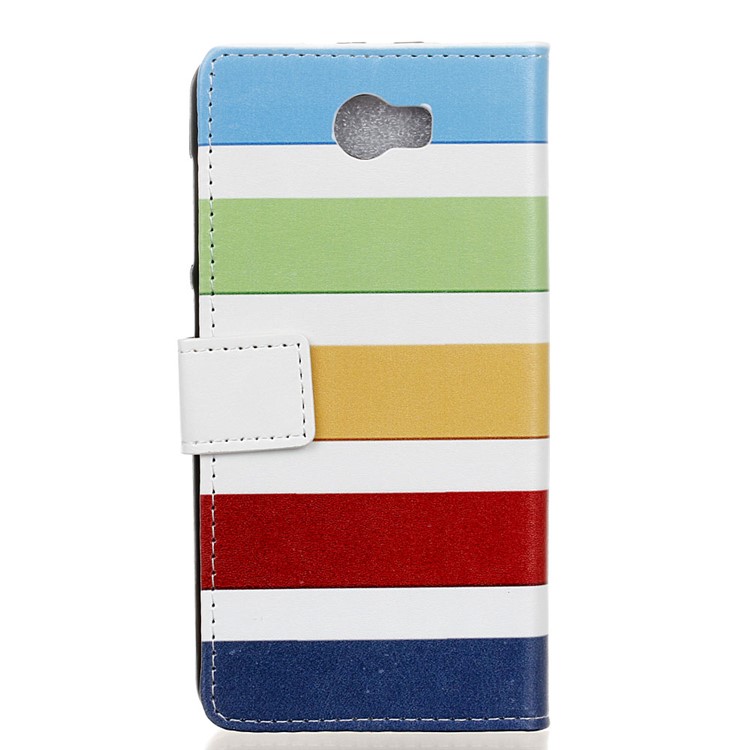 Faux Leather Protector Case for Huawei Y6II Compact - Colorized Stripes-2