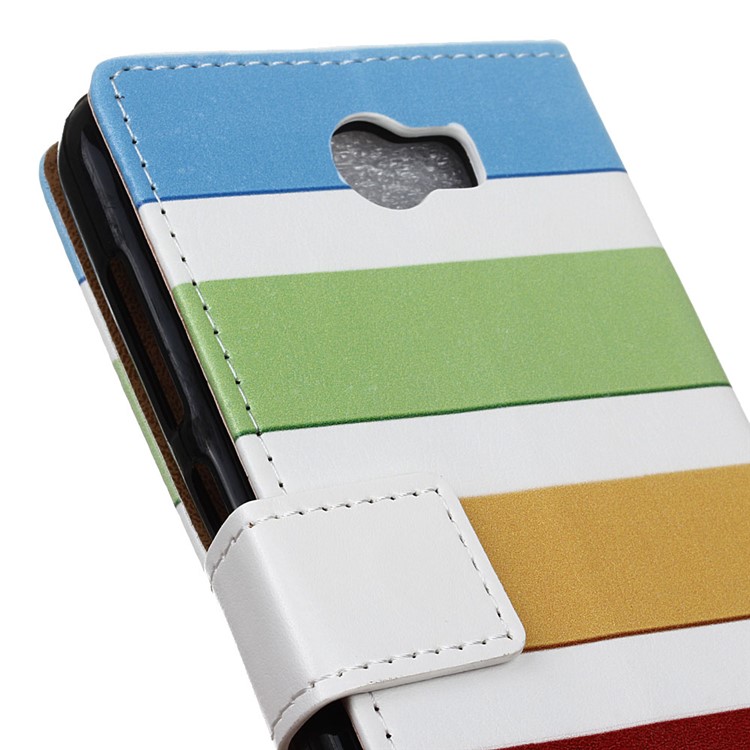 Faux Leather Protector Case for Huawei Y6II Compact - Colorized Stripes-3