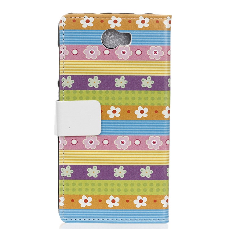 Patterned PU Leather Stand Shell for Huawei Y6II Compact - Pretty Florets-2