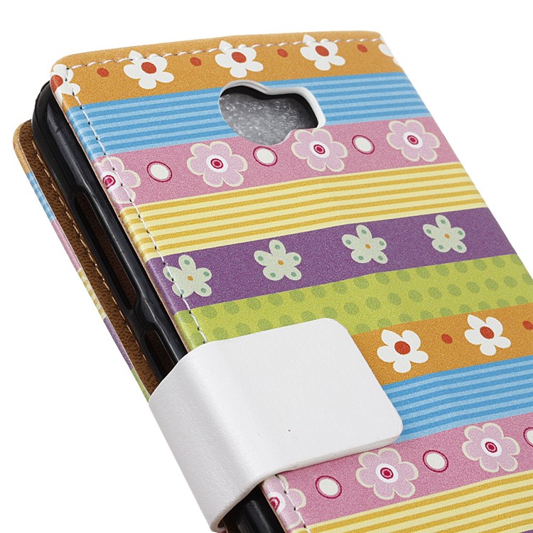 Patterned PU Leather Stand Shell for Huawei Y6II Compact - Pretty Florets-3