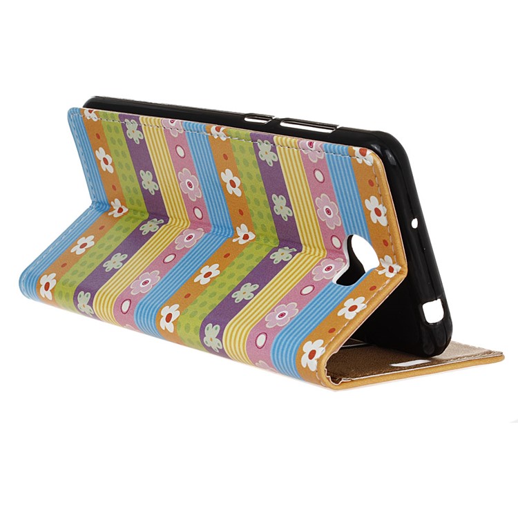 Patterned PU Leather Stand Shell for Huawei Y6II Compact - Pretty Florets-4