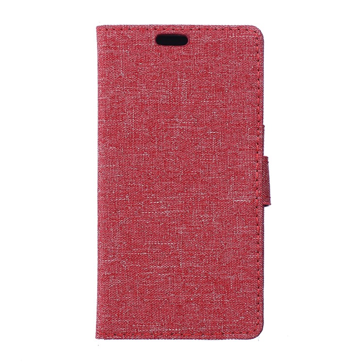 Linen Texture Wallet Stand Leather Case for Huawei Y6II Compact - Red-1