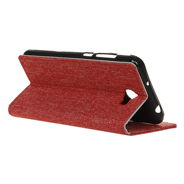 Linen Texture Wallet Stand Leather Case for Huawei Y6II Compact - Red-6