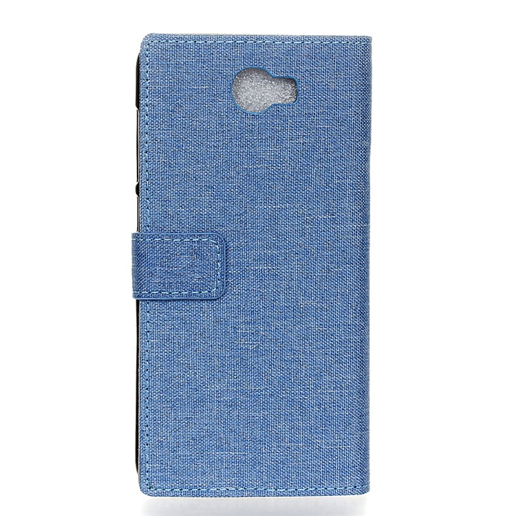 Linen Texture Wallet Stand Leather Cover for Huawei Y6II Compact - Baby Blue-2