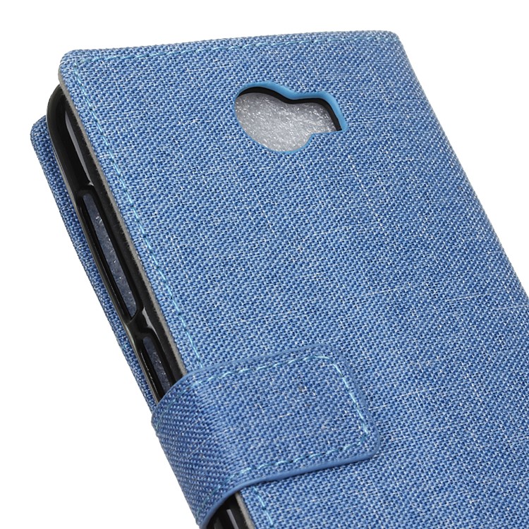 Linen Texture Wallet Stand Leather Cover for Huawei Y6II Compact - Baby Blue-3