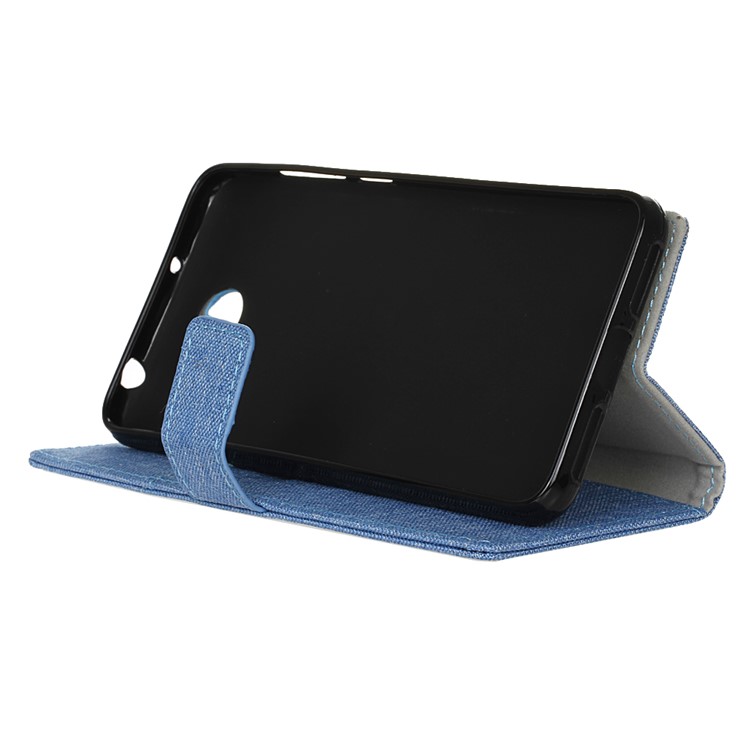 Linen Texture Wallet Stand Leather Cover for Huawei Y6II Compact - Baby Blue-5