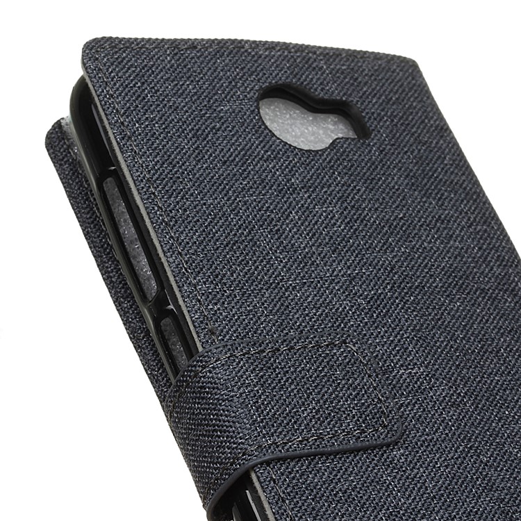 Linen Texture Stand Leather Phone Case for Huawei Y6II Compact - Dark Blue-3