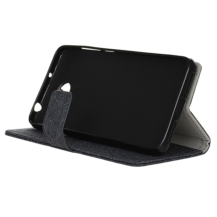 Linen Texture Stand Leather Phone Case for Huawei Y6II Compact - Dark Blue-5