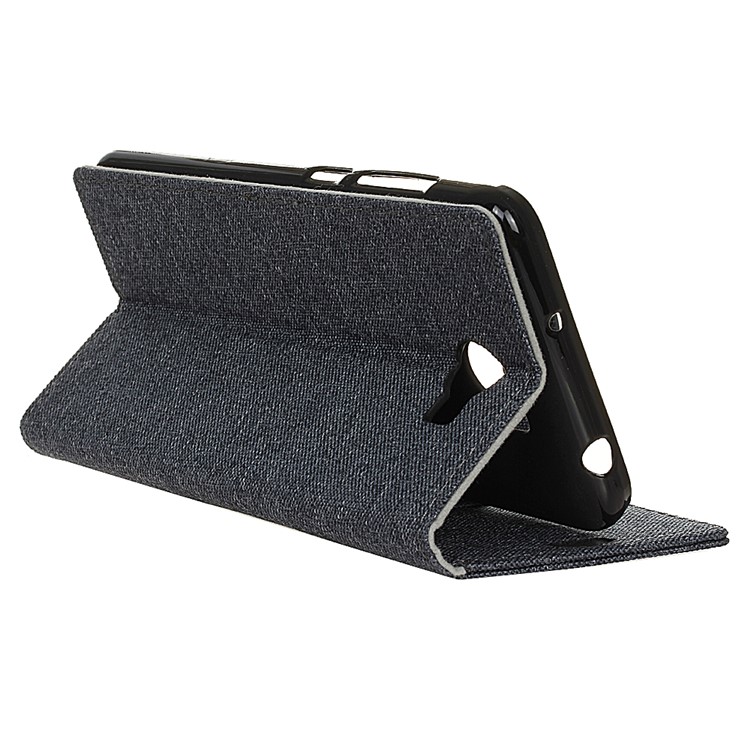 Linen Texture Stand Leather Phone Case for Huawei Y6II Compact - Dark Blue-6
