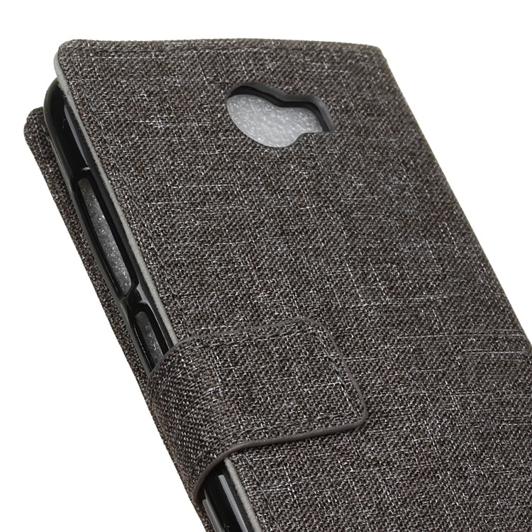Linen Texture Flip Leather Case with Card Slots for Huawei Y6II Compact - Grey-3