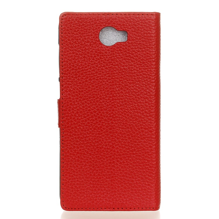 Genuine Leather Protector Case with Stand for Huawei Y6II Compact - Red-2