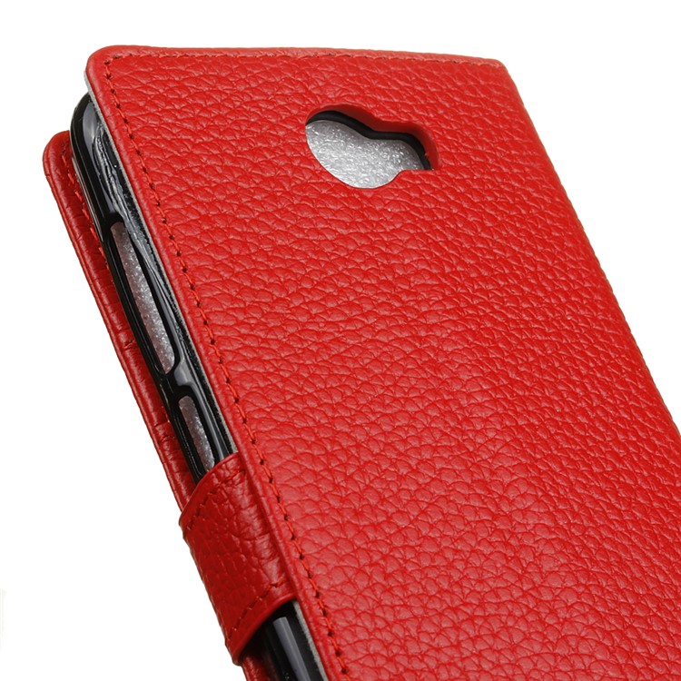 Genuine Leather Protector Case with Stand for Huawei Y6II Compact - Red-3
