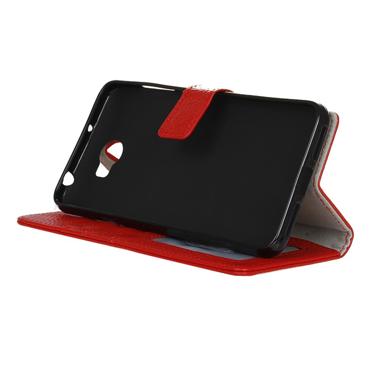 Genuine Leather Protector Case with Stand for Huawei Y6II Compact - Red-5