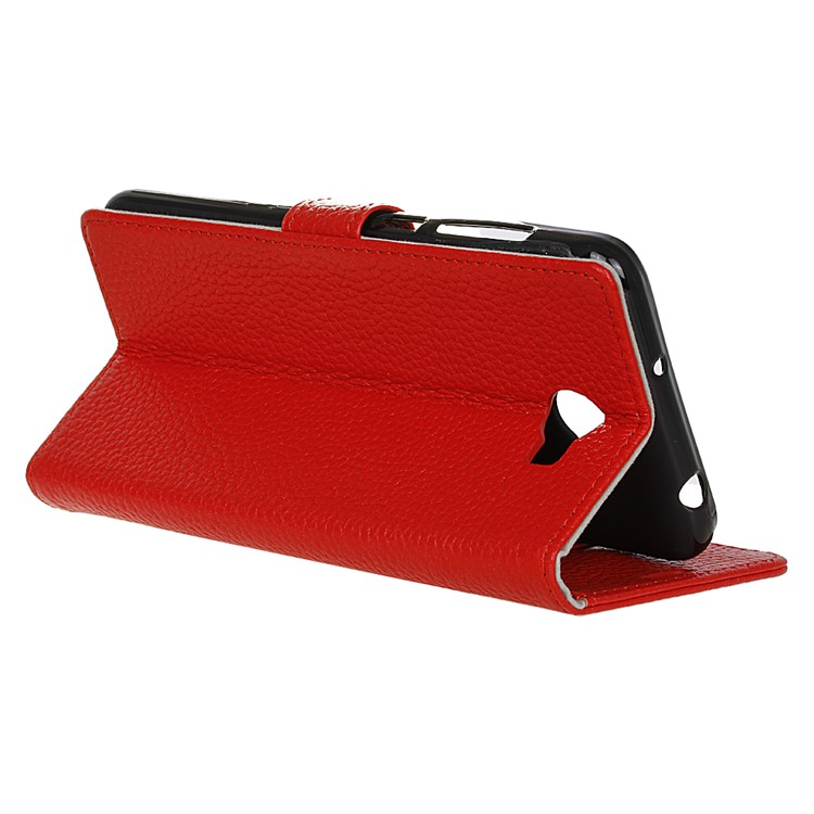 Genuine Leather Protector Case with Stand for Huawei Y6II Compact - Red-6