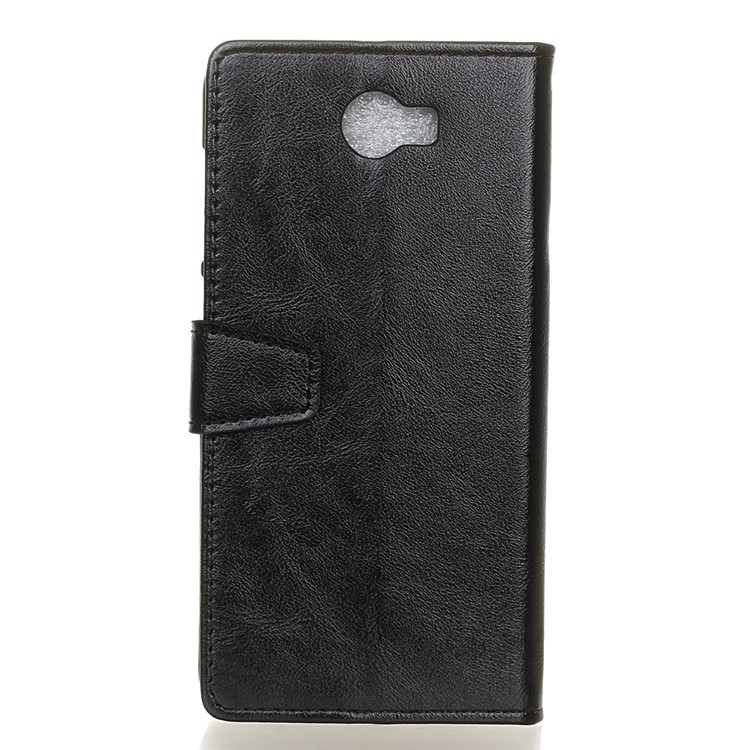 Crazy Horse Leather Wallet Case for Huawei Y6II Compact - Black-2