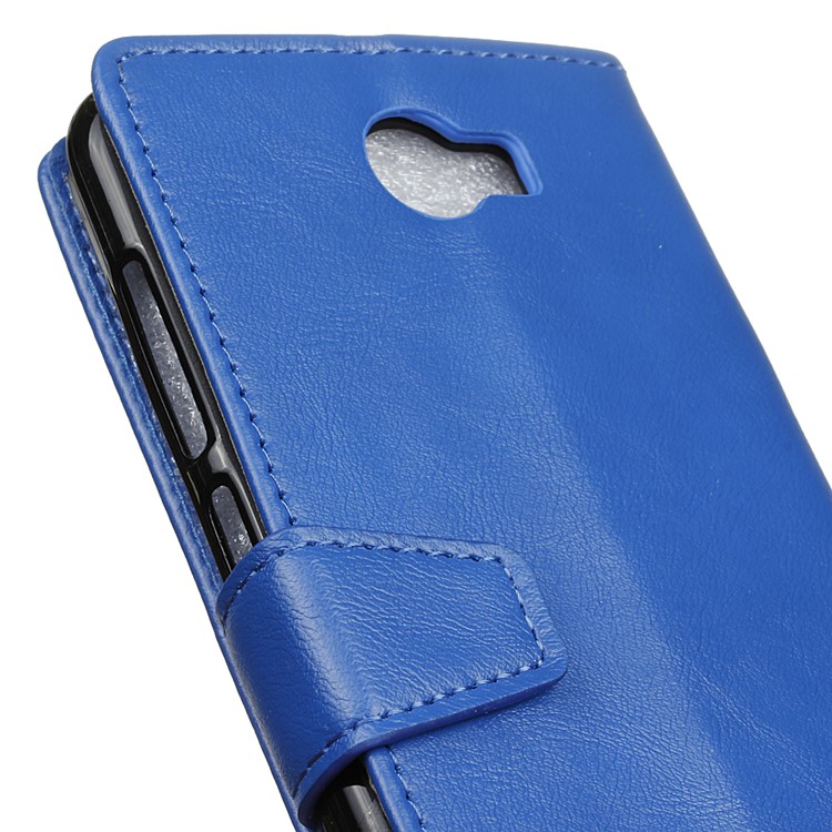Crazy Horse Leather Card Holder Case for Huawei Y6II Compact - Blue-3