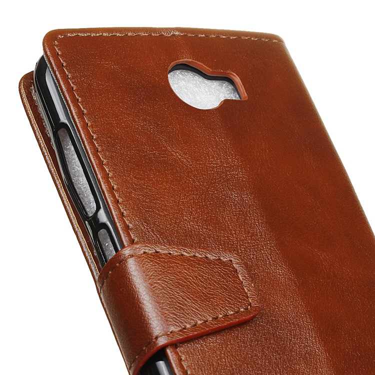 Crazy Horse Magnetic Leather Wallet Case for Huawei Y6II Compact - Brown-3