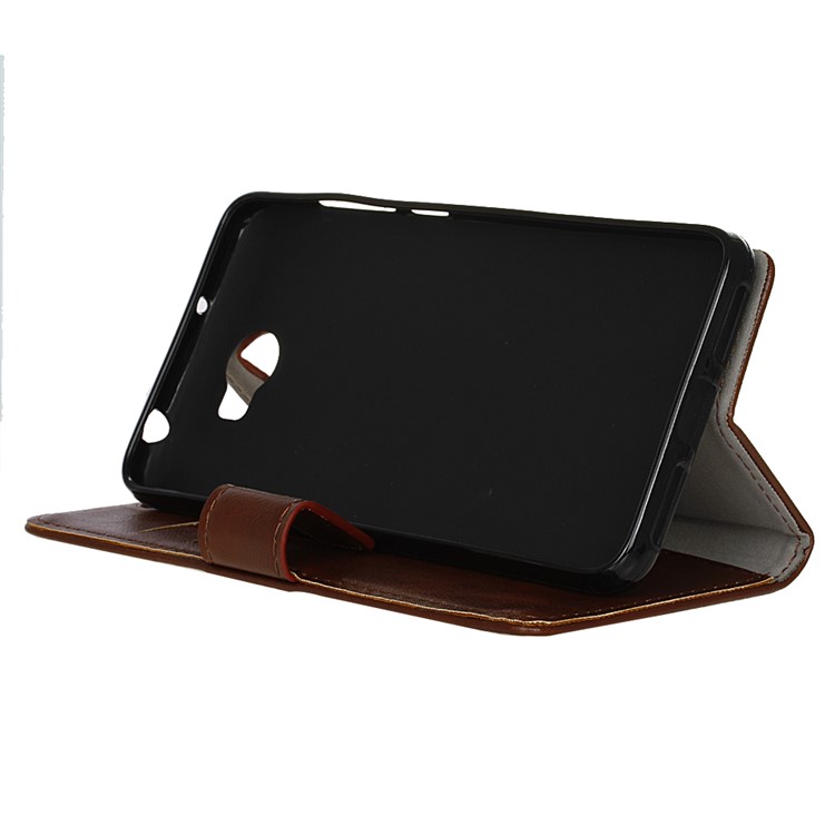Crazy Horse Magnetic Leather Wallet Case for Huawei Y6II Compact - Brown-5