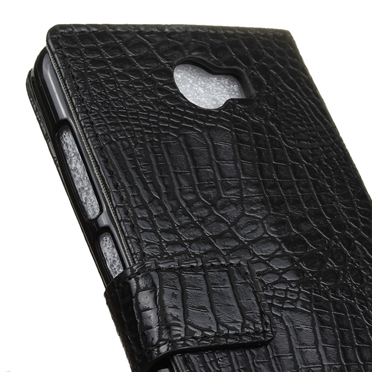 Crocodile Style Texture Flip Stand Leather Wallet Case for Huawei Y6 II Compact - Black-3