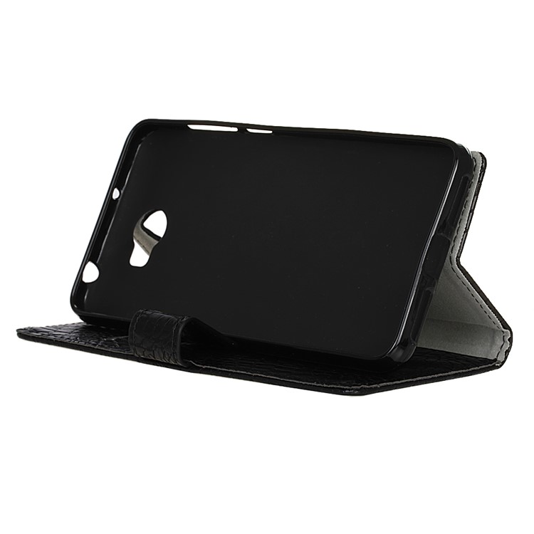 Crocodile Style Texture Flip Stand Leather Wallet Case for Huawei Y6 II Compact - Black-5