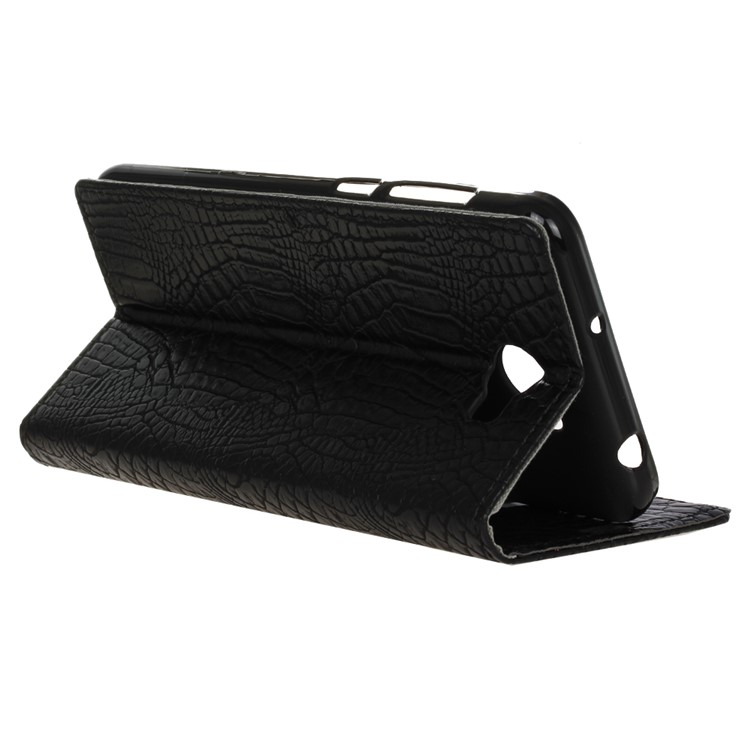 Crocodile Style Texture Flip Stand Leather Wallet Case for Huawei Y6 II Compact - Black-6