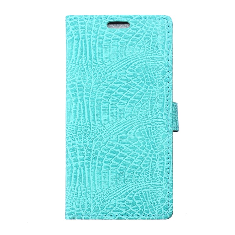 Crocodile Style Texture Flip Stand Leather Wallet Shell for Huawei Y6 II Compact - Cyan-1