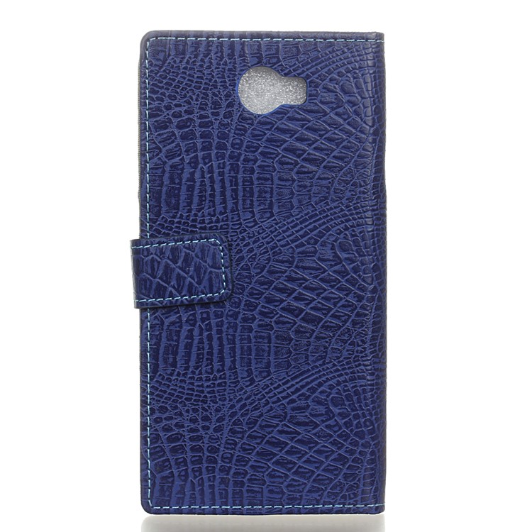 Crocodile Style Texture Wallet Stand Leather Case for Huawei Y6 II Compact - Blue-2