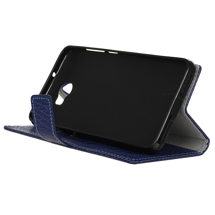Crocodile Style Texture Wallet Stand Leather Case for Huawei Y6 II Compact - Blue-5