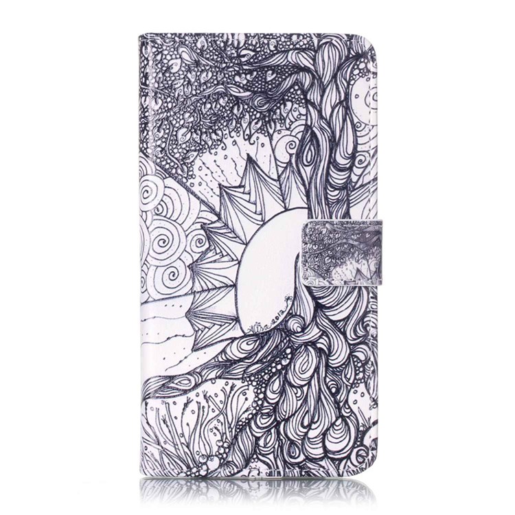 Embossed Magnetic Leather Wallet Case for Huawei Y6II / Honor 5A - Flowers Pattern-1