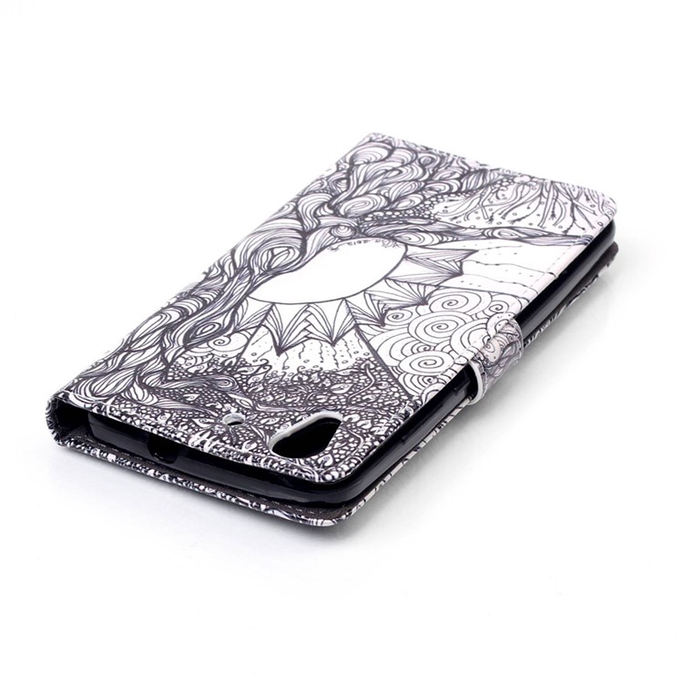 Embossed Magnetic Leather Wallet Case for Huawei Y6II / Honor 5A - Flowers Pattern-5