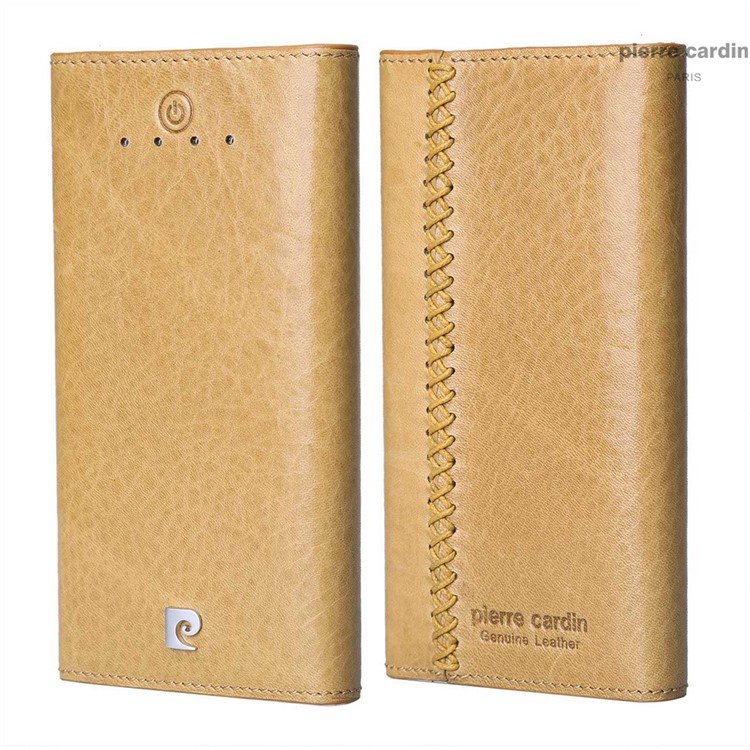 PIERRE CARDIN Dual USB Mobile Charger Power Bank 10000mAh for iPhone iPad Samsung - Brown-1