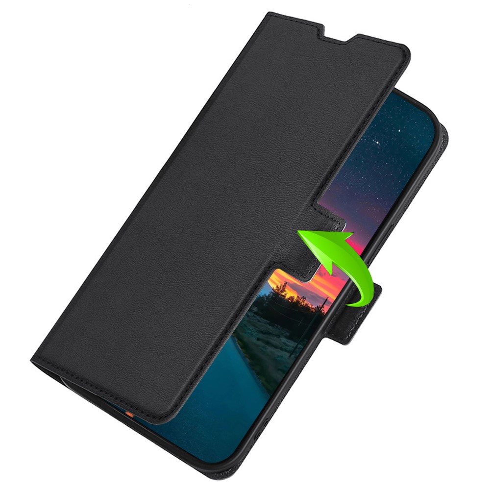 Shockproof PU Leather Case for Honor Magic4 Ultra-thin Folio Flip Cover Side Magnetic Closure Stand Case with Card Slot - Black-3