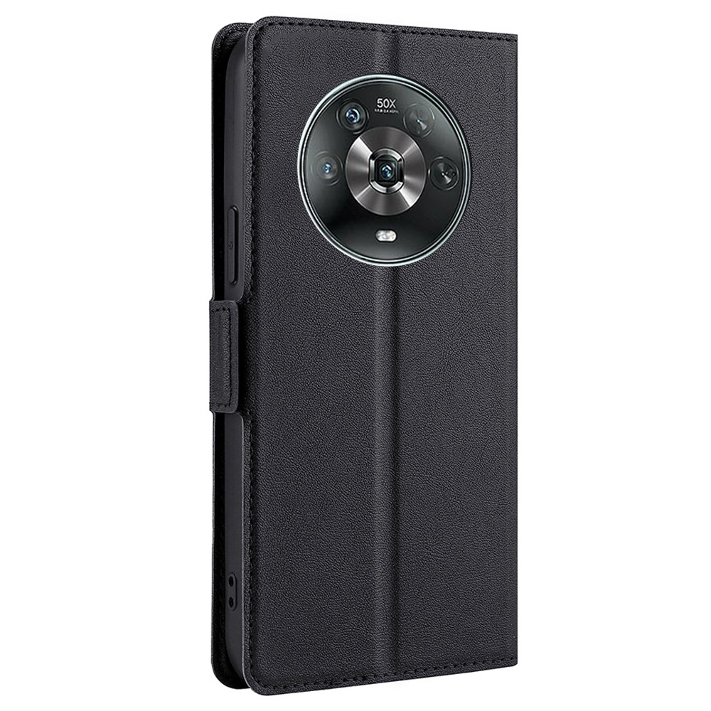 Shockproof PU Leather Case for Honor Magic4 Ultra-thin Folio Flip Cover Side Magnetic Closure Stand Case with Card Slot - Black-8