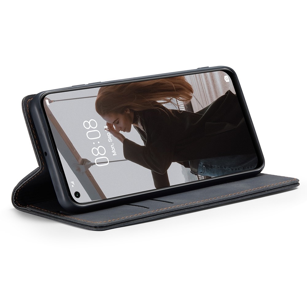 CASEME 013 Series for Huawei P40 lite 4G/Nova 7i/nova 6 SE PU Leather Folio Flip Wallet Cover Adjustable Stand Phone Case - Black-3