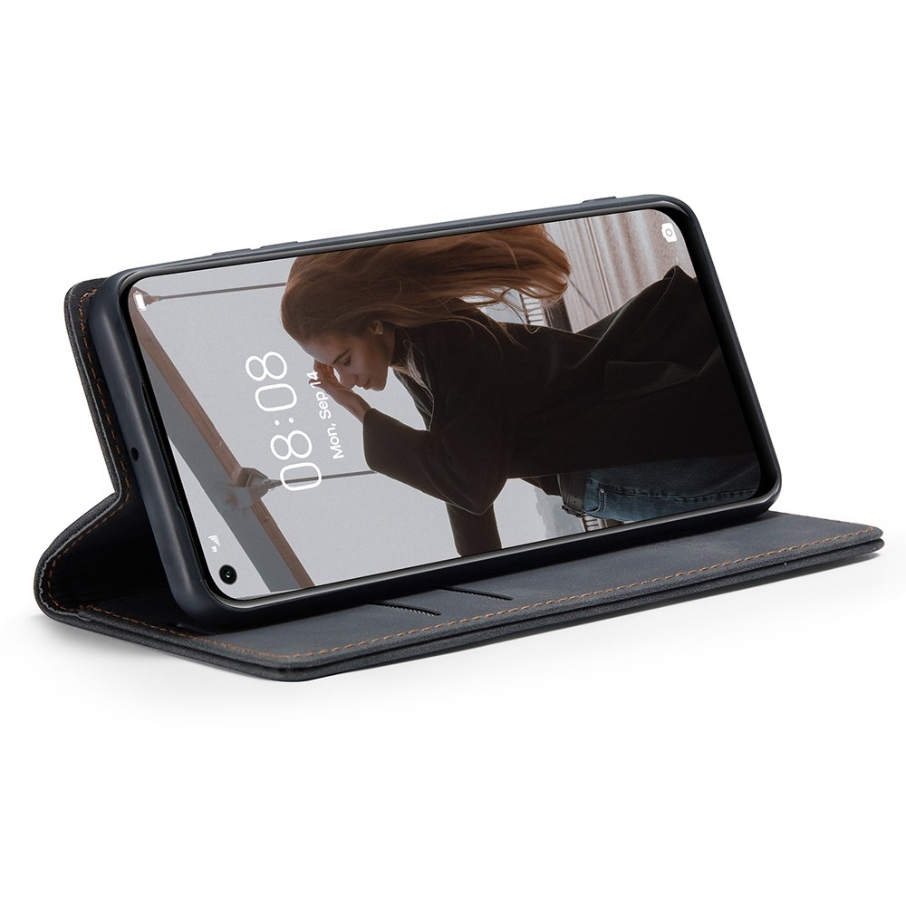 Série CASEME 013 Pour Huawei P40 Lite 4g / Nova 7i / Nova 6 SE PU Cuir Flio Flip Portefeuille Couvre-support Réglable - le Noir