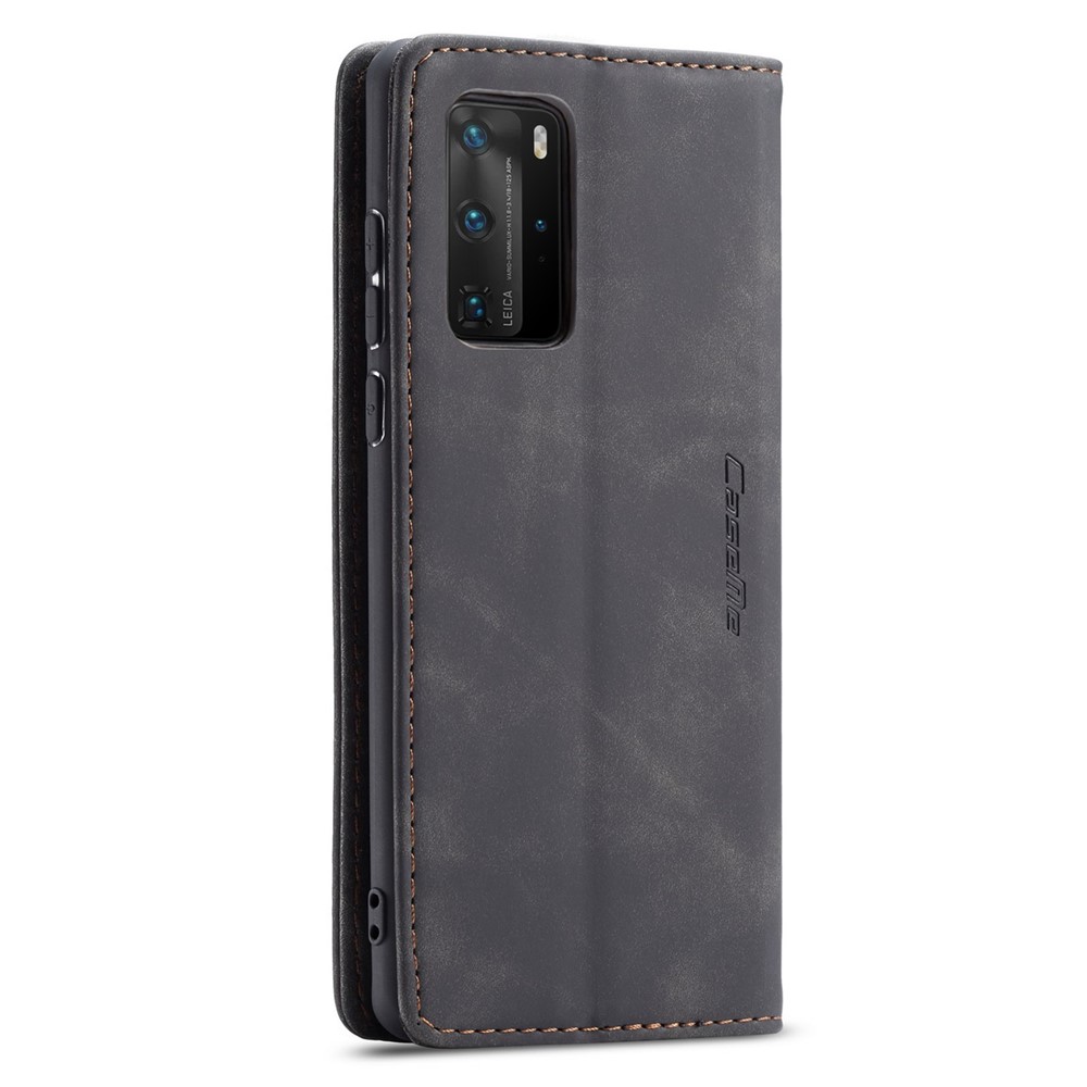 Caseme 013 Series Para Huawei P40 Pro Foldable Stand PU Capa De Capa De Capa Capa De Telefone - Preto