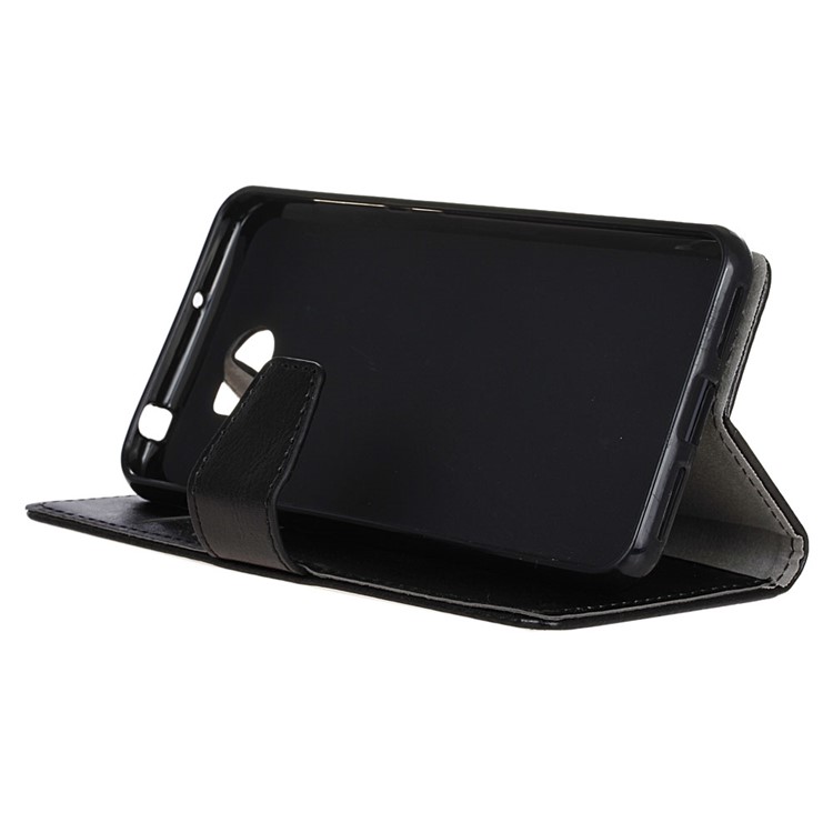 Crazy Horse Leather Wallet Case for Huawei Y6II Compact - Black-4
