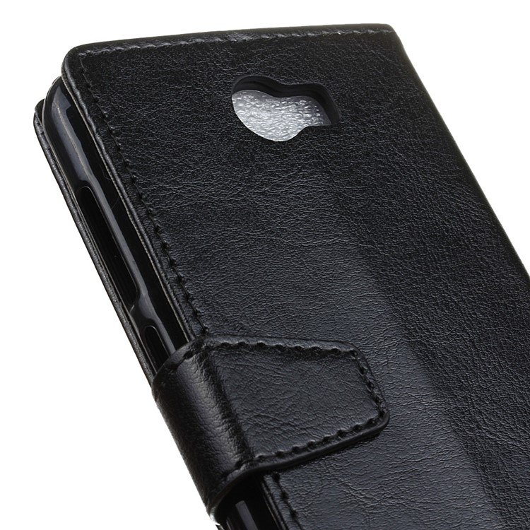 Crazy Horse Leather Wallet Case for Huawei Y6II Compact - Black-7