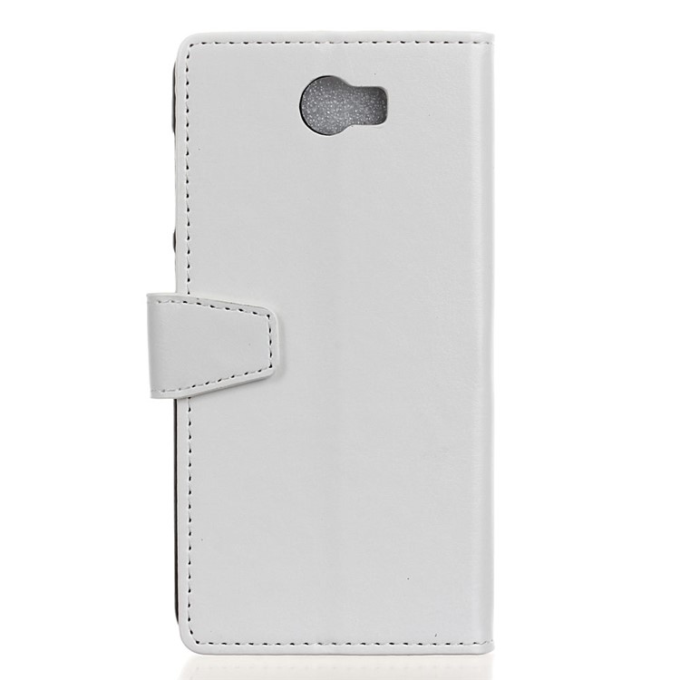 Crazy Horse Leather Wallet Cover for Huawei Y6II Compact - White-2