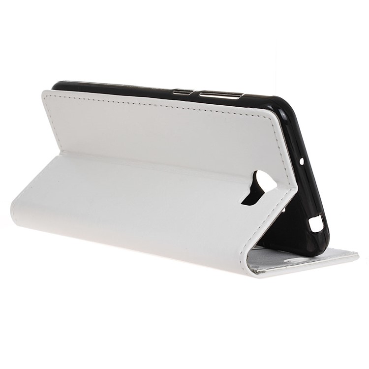 Crazy Horse Leather Wallet Cover for Huawei Y6II Compact - White-5