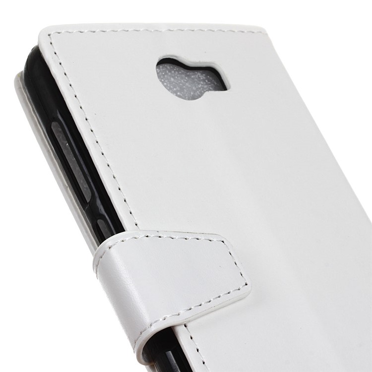 Crazy Horse Leather Wallet Cover for Huawei Y6II Compact - White-7